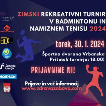 ZIMSKI REKREATIVNI TURNIR V BADMINTONU IN NAMIZNEM TENISU 2024